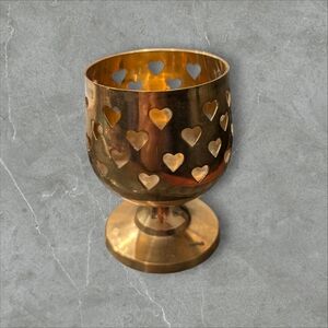 Gold Heart Cutout Candle Holder